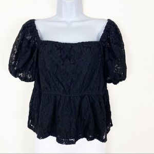 NEW NWT STITCH FIX DAISY & DELILAH Black Lace Off Shoulder Babydoll Top Medium